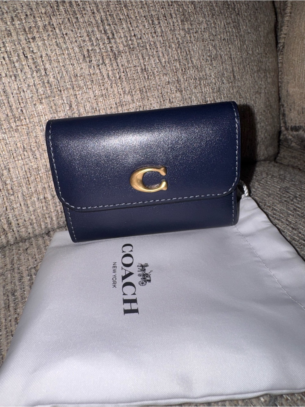 COACH Navy Leather Mini Wallet